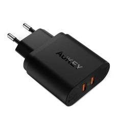 AUKEY AC Adapter 2xUSB-A + cable PA-T16 microUSB QC 3.0 black