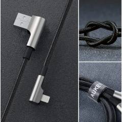 AUKEY Cable USB-A Lightning, black CB-BAL6 1,2m 90 degree alu connector