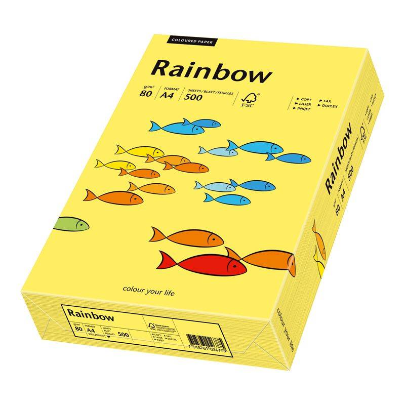 PAPYRUS Multifunktionspapier Rainbow, A4, 80 g/qm, gelb