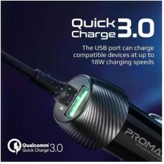 Promate Autoladegerät PowerDrive-33PDC QC3.0, Car Charger