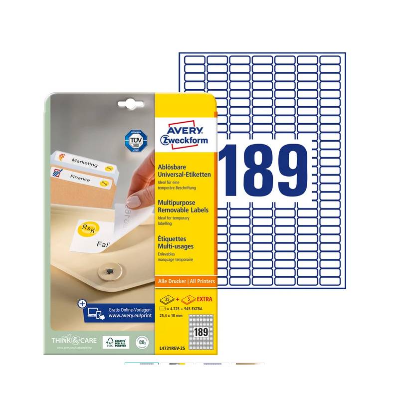 AVERY ZWECKFORM L4731REV-25