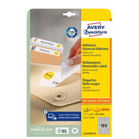 AVERY ZWECKFORM L4731REV-25
