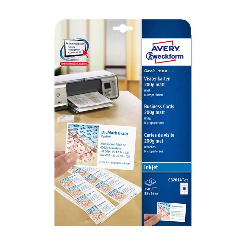 AVERY ZWECKFORM Visitenkarten 85x54mm/A4 AVERY ZWECKFORM Visitenkarten 85x54mm/A4
