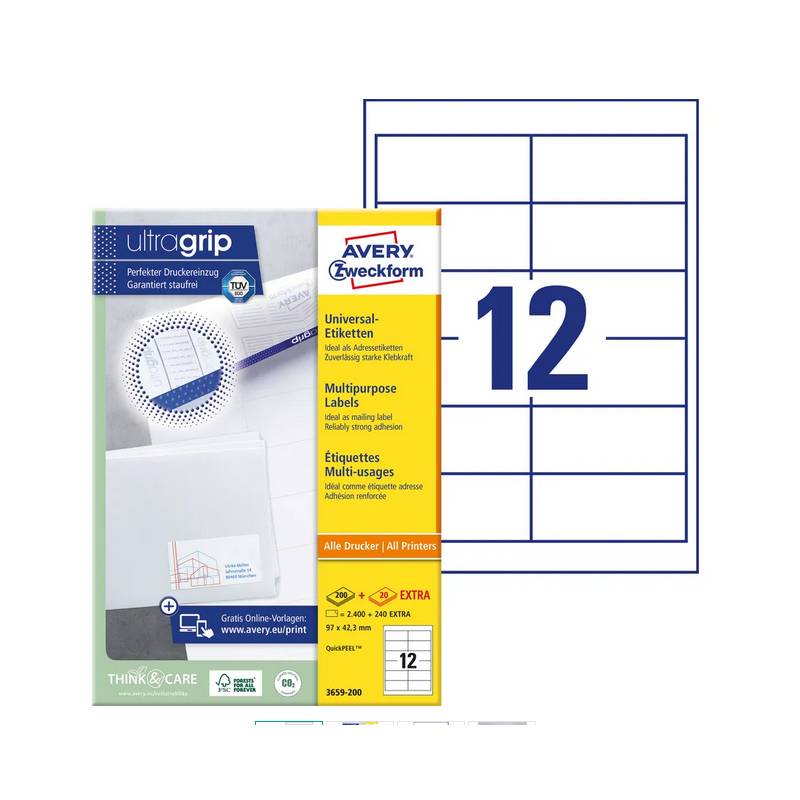 AVERY ZWECKFORM Etiketten 97x42,3mm AVERY ZWECKFORM Etiketten 97x42,3mm