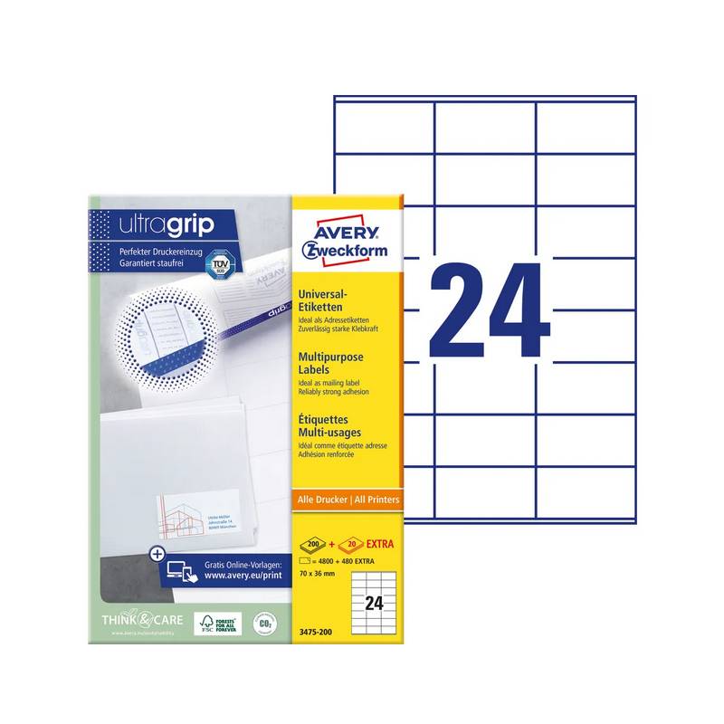 AVERY ZWECKFORM Etiketten 70x36mm AVERY ZWECKFORM Etiketten 70x36mm