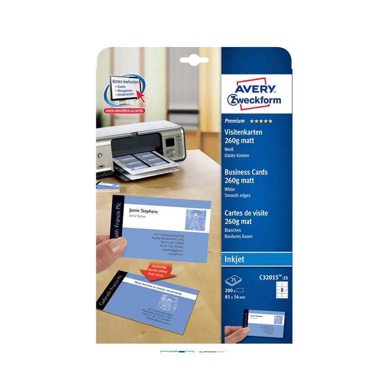 AVERY ZWECKFORM Visitenkarten 85x54mm/A4 AVERY ZWECKFORM Visitenkarten 85x54mm/A4