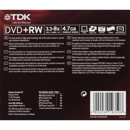 TDK DVD+RW 4,7Gb DVD+RW47MEC